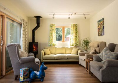 Cosy living area at one of our luxury holiday houses Sicilian Lemon which is an accessible holiday house, Hampshire