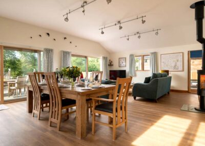 Open plan accessible living area at Portuguese Laurel holiday house in Hampshire