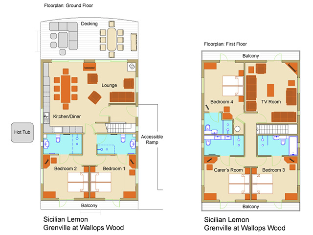 Floorplan for Sicilian Lemon holiday house, Grenville, Hampshire